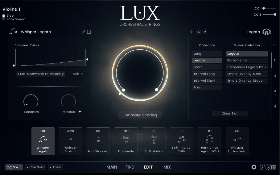 LUX section instrument edit