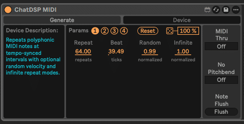 ChatDSP - Create M4L Devices with Text Prompts 7 ChatDSP MIDI-Repeater